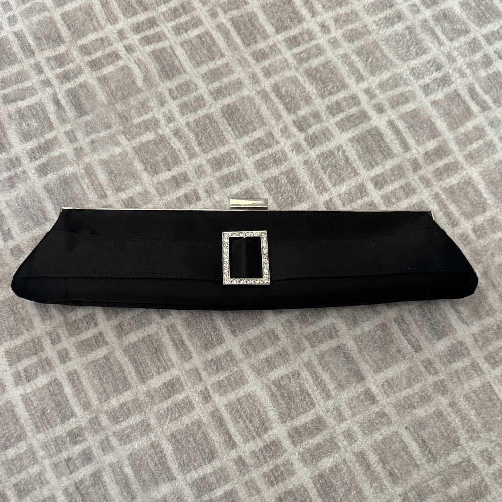 90s Micro Black Clutch with Rhinestone Buckle